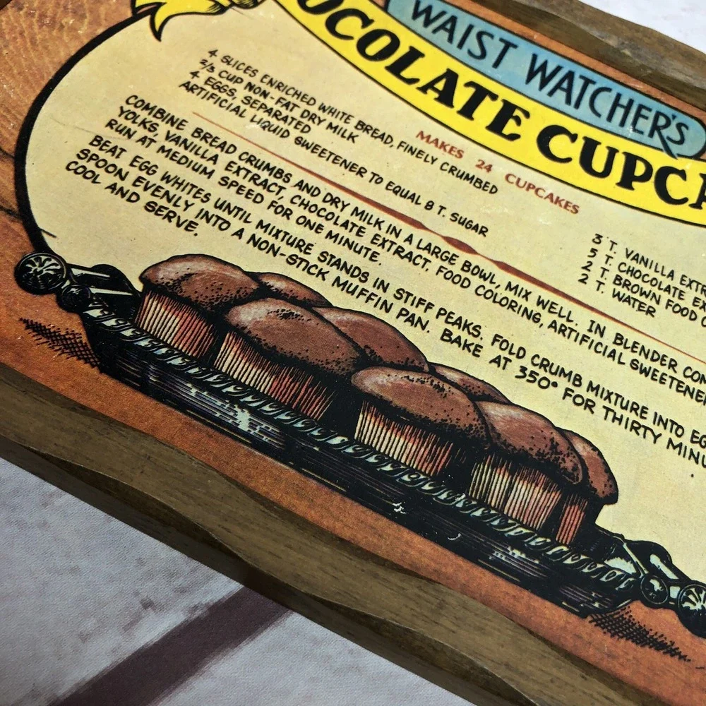 Vintage Wooden‎ Sign Waist Watchers Choclate Cupcakes 9.5